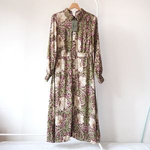 H&M x William Morris maxi shirt dress size 12